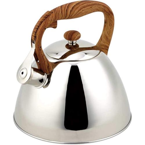  MGYJ Tea Pots for Stove Top Stove Top Stainless Steel Whistle Tea Kettle with Wood Grain Handle Suitable for Stove Top Tea Kettle for Family Kitchen Party