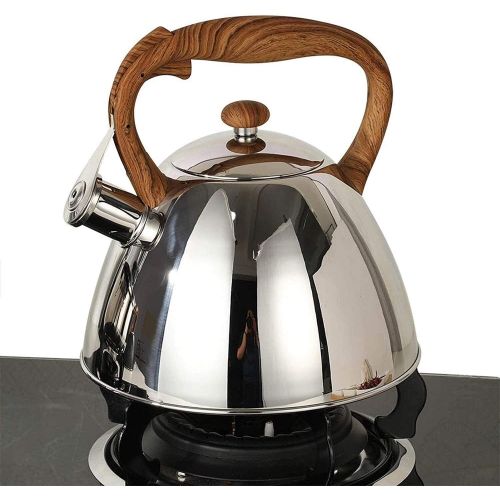  MGYJ Tea Pots for Stove Top Stove Top Stainless Steel Whistle Tea Kettle with Wood Grain Handle Suitable for Stove Top Tea Kettle for Family Kitchen Party
