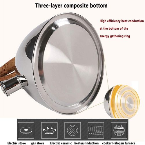  MGYJ Tea Pots for Stove Top Stove Top Stainless Steel Whistle Tea Kettle with Wood Grain Handle Suitable for Stove Top Tea Kettle for Family Kitchen Party