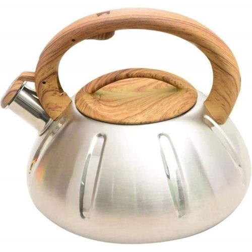  MGYJ Tea Pots for Stove Top 2.5L Pumpkin Whistling Kettle Heating Quickly with Anti Hot Wood Grain Handle Gas Stove Induction Cooker Universal Kettle Tea Kettle for Family Kitchen