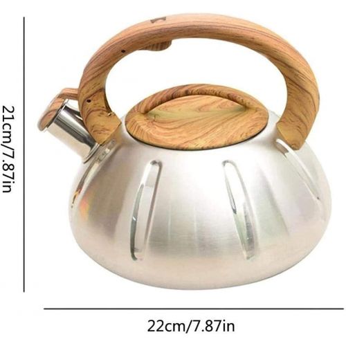  MGYJ Tea Pots for Stove Top 2.5L Pumpkin Whistling Kettle Heating Quickly with Anti Hot Wood Grain Handle Gas Stove Induction Cooker Universal Kettle Tea Kettle for Family Kitchen