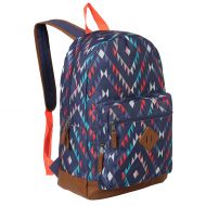 MGgear 17.5-Inch Blue Canvas Navajo-Print School Backpack, Childrens Student Book Bag