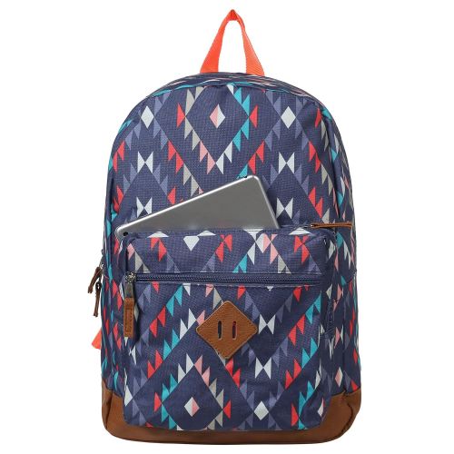  MGgear 17.5-Inch Blue Canvas Navajo-Print School Backpack, Childrens Student Book Bag