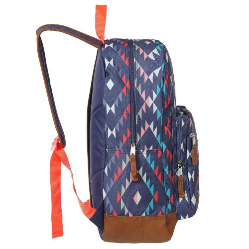  MGgear 17.5-Inch Blue Canvas Navajo-Print School Backpack, Childrens Student Book Bag
