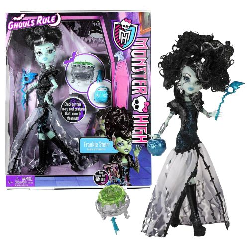  MH Year 2012 Monster High Ghouls Rule Series 12 Inch Doll - Frankie Stein with Mask, Cauldron, Pumpkin Basket, Hairbrush and Display Stand