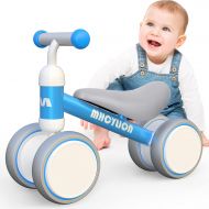 MHCYLION Baby Balance Bikes Toys for 1 Year Old Boys Girls 10-24 Months Cute Toddler First Bicycle Infant Walker Children No Pedal 4 Wheels 1st Birthday Gifts, Blue