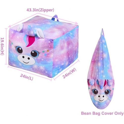  [아마존베스트]MHJY Stuffed Animals Storage Bean Bag Large Unicorn Bean Bag Chairs Cover for Kids Soft Velvet Plush Toy Storage Organizer Stuffed Toy Storage Bag(No Stuffing)