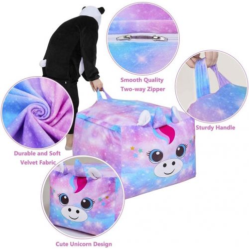  [아마존베스트]MHJY Stuffed Animals Storage Bean Bag Large Unicorn Bean Bag Chairs Cover for Kids Soft Velvet Plush Toy Storage Organizer Stuffed Toy Storage Bag(No Stuffing)