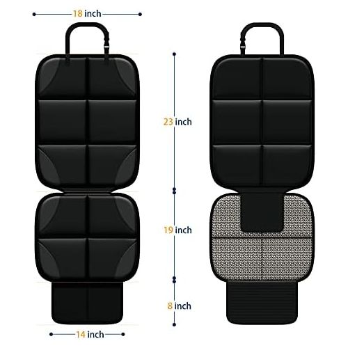  Car Seat Protector, MHO+All 2 Pack Auto Car Seat Protectors for Child Baby Car Seats - Large CarSeat Sit Savers Mat with Waterproof 600D Fabric & 2 Storage Pockets, Crash Test Appr