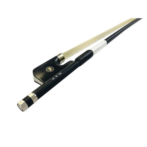  MI&VI Carbon Fiber Cello Bow w/Ebony Frog, Round Silver Mounted Nickel Stick (Cello 1/4)