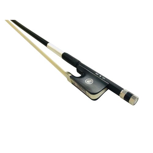  MI&VI Carbon Fiber Cello Bow w/Ebony Frog, Round Silver Mounted Nickel Stick (Cello 1/4)