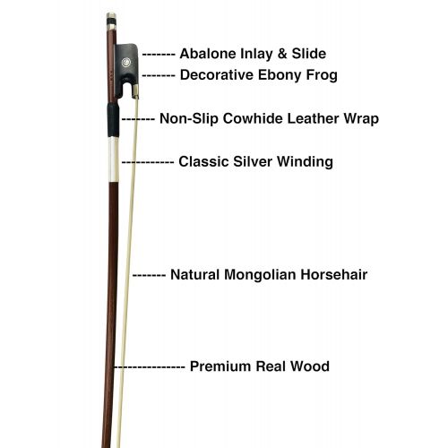  MI&VI Classic Pernambuco Cello Bow 4/4 (Full Size) With FREE Rosin for Bow Hairs and Ebony Frog - Well Balanced - Light Weight - Real Mongolian Horse Hair (Cello 4/4)