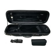 MI&VI Foamed Hard, Sturdy, Durable 4/4 Violin Case w/Hygrometer, Carry Straps, Oblong, Interior, Violin strings container (Black)