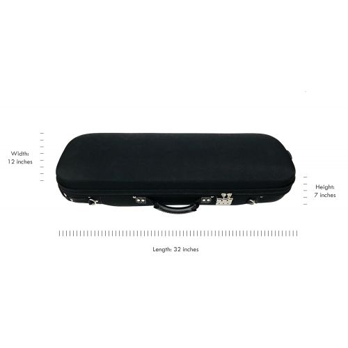  MI&VI Foamed Hard, Sturdy, Durable 4/4 Violin Case w/Hygrometer, Carry Straps, Oblong, Interior, Violin strings container (Black)