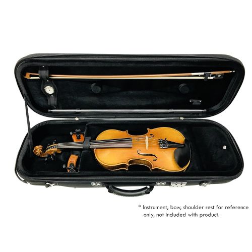  MI&VI Foamed Hard, Sturdy, Durable 4/4 Violin Case w/Hygrometer, Carry Straps, Oblong, Interior, Violin strings container (Black)