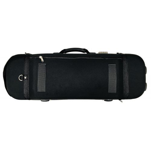  MI&VI Foamed Hard, Sturdy, Durable 4/4 Violin Case w/Hygrometer, Carry Straps, Oblong, Interior, Violin strings container (Black)