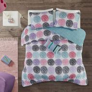 [아마존베스트]Mi-Zone Carly Twin/Twin XL Girls Quilt Bedding Set - Teal, Purple, Doodled Circles Polka Dots  3 Piece Teen Girl Bedding Quilt Coverlets  Ultra Soft Microfiber Bed Quilts Quilted