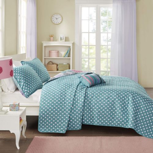  [아마존베스트]Mi-Zone Carly Twin/Twin XL Girls Quilt Bedding Set - Teal, Purple, Doodled Circles Polka Dots  3 Piece Teen Girl Bedding Quilt Coverlets  Ultra Soft Microfiber Bed Quilts Quilted