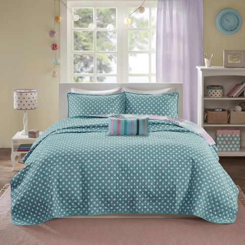  [아마존베스트]Mi-Zone Carly Twin/Twin XL Girls Quilt Bedding Set - Teal, Purple, Doodled Circles Polka Dots  3 Piece Teen Girl Bedding Quilt Coverlets  Ultra Soft Microfiber Bed Quilts Quilted