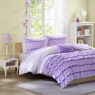 Mi-Zone Morgan Comforter Set FullQueen Size - Purple, Polka Dot  4 Piece Bed Sets  Ultra Soft Microfiber Teen Bedding For Girls Bedroom