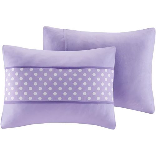 Mi-Zone Morgan Comforter Set FullQueen Size - Purple, Polka Dot  4 Piece Bed Sets  Ultra Soft Microfiber Teen Bedding For Girls Bedroom