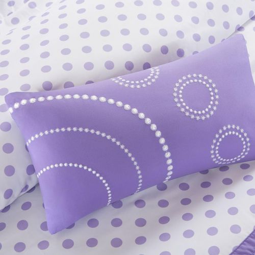  Mi-Zone Morgan Comforter Set FullQueen Size - Purple, Polka Dot  4 Piece Bed Sets  Ultra Soft Microfiber Teen Bedding For Girls Bedroom