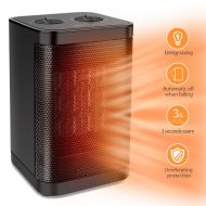 MIABOO 1500W / 750W Ceramic Space Heater with Overheat Protection & Tip-Over Protection, Portable Heater with Thermostat Control for Office and Home