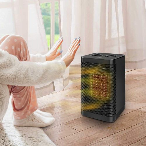  MIABOO 1500W / 750W Ceramic Space Heater with Overheat Protection & Tip-Over Protection, Portable Heater with Thermostat Control for Office and Home