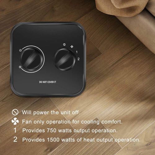  MIABOO 1500W / 750W Ceramic Space Heater with Overheat Protection & Tip-Over Protection, Portable Heater with Thermostat Control for Office and Home