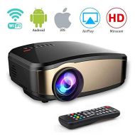MIAO@LONG Mini Projector Wireless HD Movie Projector with HDMI USB Headphone Jack TV Suitable for Home Theater Game Entertainment