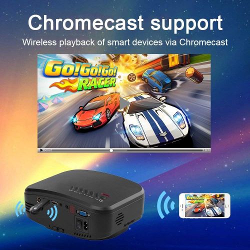  MIAO@LONG Mini Projector Wireless HD Movie Projector with HDMI USB Headphone Jack TV Suitable for Home Theater Game Entertainment