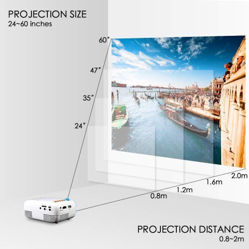  MIAO@LONG Mini Projector Support HDMI Smartphone PC with Big Display LED Full HD Video Projector for Home Theater Entertainment Party and Games Yellow
