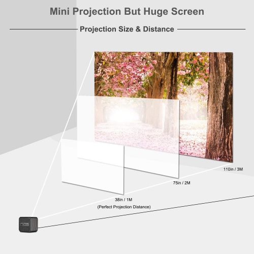  MIAO@LONG Mini Projector WiFi Smart Portable Movie Projector Rechargeable Video DLP Wireless Home Cinema for Laptop Digital Camera