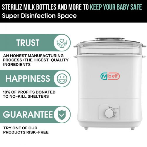  MIBELF Baby Bottle Steamer and Dryer 304 Stainless Steel Heating Base Bottle Steamer for Baby Bottles Breast Pump Cups 600W Stronger Power Drying Function Auto Shut-Off Large Capac