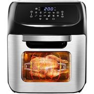 MIC Hot Air Fryer, 12 L XXL with Recipe Booklet, Stainless Steel Oven 1800 W, 12 in 1 Hot Air Oven with Digital LED Display, Air Fryer, Dehydrator, 14 Accessories