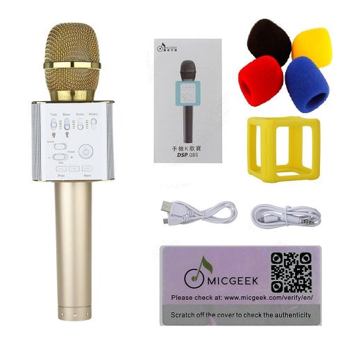  MICGEEK Official Online Shop Wireless Karaoke Microphone,Micgeek Q9S+ Mini Handheld Karaoke Player Built-in Bluetooth Speaker,Malefemale Sound Interchange,Karaoke MIC Machinetools for Home KTVPhonePC With