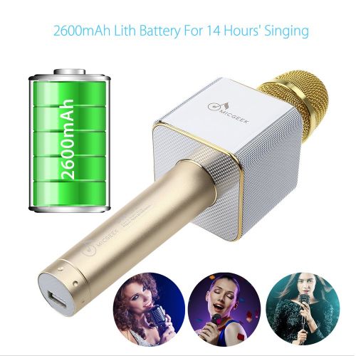  MICGEEK Official Online Shop Wireless Karaoke Microphone,Micgeek Q9S+ Mini Handheld Karaoke Player Built-in Bluetooth Speaker,Malefemale Sound Interchange,Karaoke MIC Machinetools for Home KTVPhonePC With