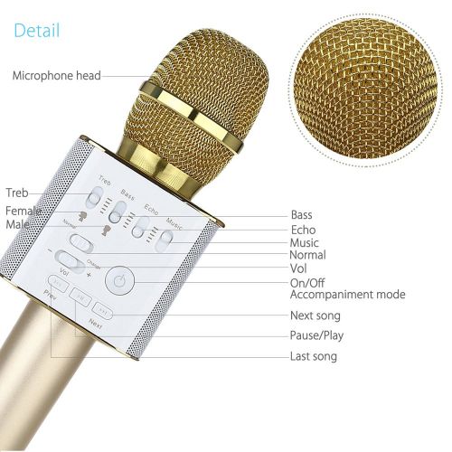  MICGEEK Official Online Shop Wireless Karaoke Microphone,Micgeek Q9S+ Mini Handheld Karaoke Player Built-in Bluetooth Speaker,Malefemale Sound Interchange,Karaoke MIC Machinetools for Home KTVPhonePC With