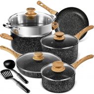MICHELANGELO Pots and Pans Set, Stone Cookware Set 12 Piece, Kitchen Cookware Sets, Granite Pots and Pans Nonstick with Spatula & Spoon, Stone Pots Pans