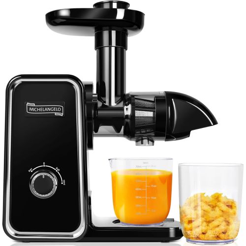  MICHELANGELO Cold Press Juicer Machines, Slow Masticating Juicer with 2 Speed & Reverse Function, Slow Juicer with Quiet Motor, Small Juice Maker for Vegetable & Fruit, Celery Juic