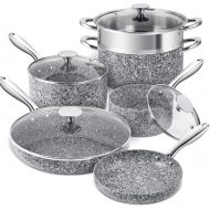 MICHELANGELO Stone Cookware Set 10 Piece, Ultra Nonstick Pots and Pans Set with Stone-Derived Coating, Kitchen Cookware Sets, Stone Pots and Pans Set, Granite Pots and Pans - 10 Pi
