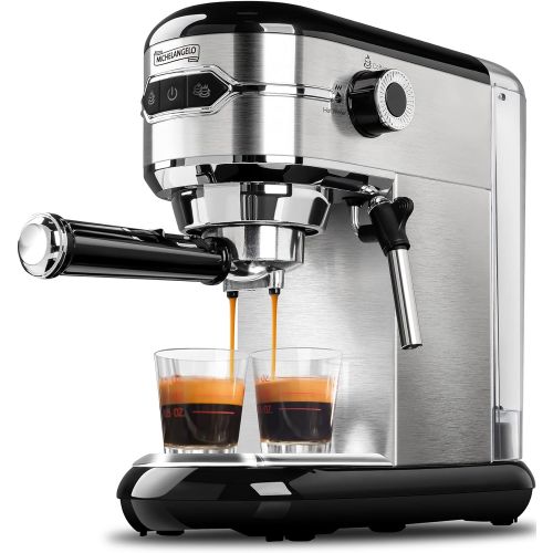  MICHELANGELO Espresso Machine, Stainless Steel Espresso Maker, Expresso Coffee Machine with Milk Frother, Small Coffee Maker for Home, 15 Bar Espresso Machine - Cappuccino, Latte