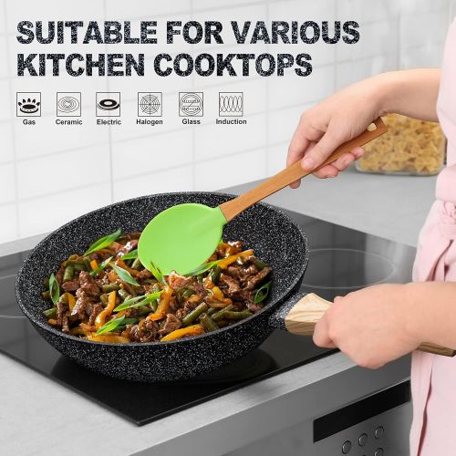  MICHELANGELO Nonstick Wok and Stir Fry Pans with Lid, 5 Quart Nonstick Wok Pan with Lid, Flat Bottom Wok, Nonstick Wok set with Wok Accessories , Frying Basket & Steam Rack, Wok for Induction C