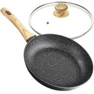 MICHELANGELO 8 Inch Frying Pan with Lid, Small Frying Pan with Bakelite Handle, 8 Inch Frying Pan Nonstick with Stone-Derived Coating, Small Nonstick Frying Pan with Lid -8 Inch