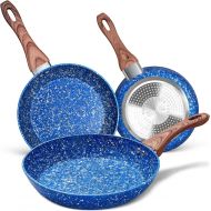 MICHELANGELO Frying Pan Set 8“ & 9.5 & 11, Ultra Nonstick Frying Pans With Stone-Derived Coating, NON-TOXIC Stone Frying Pan Set With Heat-Resistant Bakelite Handle, Granite Frying