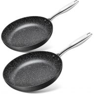 MICHELANGELO Hard Anodized Nonstick Frying Pan Set, 8 & 10 Nonstick Frying Pans with Stone-derived Coating, Nonstick Skillet Set of 2, Hard Anodized Fry Pan Set - 8 Inch & 10 Inch