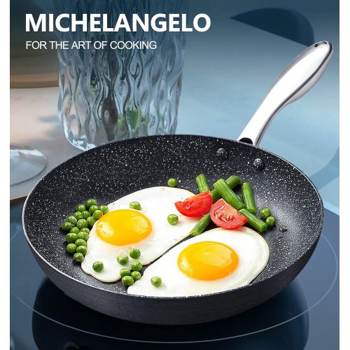  MICHELANGELO Hard Anodized Nonstick Frying Pan Set, 8 & 10 Nonstick Frying Pans with Stone-derived Coating, Nonstick Skillet Set of 2, Hard Anodized Fry Pan Set - 8 Inch & 10 Inch