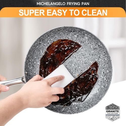 MICHELANGELO Stone Frying Pans Set 8/9.5/11 inch , Nonstick Frying Pans with 100% APEO & PFOA-Free Stone Non Stick Coating, Granite Skillet Set, Nonstick Skillets 3 Pcs