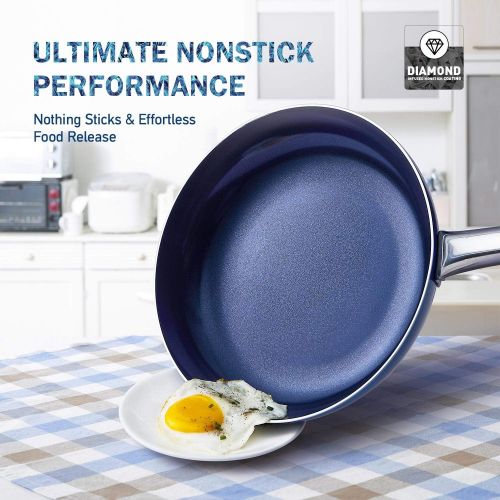  MICHELANGELO 8 Inch Frying Pan Nonstick with Lid, Nonstick Pan with Lid, Small Frying Pan with Lid, Non Stick Frying Pan with Diamond Coating, Ceramic Frying Pan Nonstick, Small Skillet Nonstic