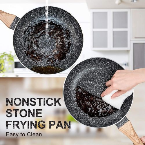  MICHELANGELO Frying Pan Set, 8+9.5+11 Stone Frying Pans With 100% APEO & PFOA-Free Stone Coating, Fry Pan Set Bakelite Handle, Nonstick Frying Pans, Nonstick Pans Set, Stone Skille